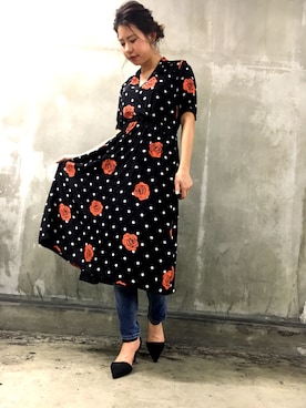 「薔薇」｜「アイテム（ワンピース/ドレス）」を使った、NARUMIさん（レディース・162cm）の夏コーディネート