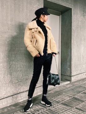DIESELのアイテムを使った「ムートンジャケット」の人気ファッション