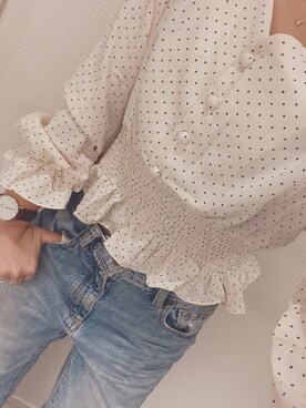 「GU（ジーユー）のアイテム（Denim pants、ブルー系）」を使った、 fluffy.directorさん（レディース・155cm）の冬コーディネート