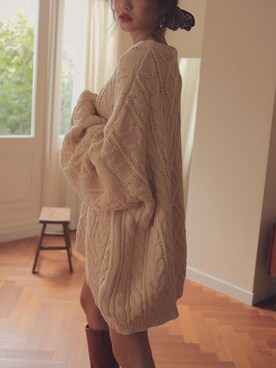 「fluffy.のアイテム（One piece dress、ベージュ系）」を使った、 fluffy.directorさん（レディース・155cm）の冬コーディネート