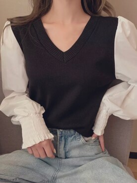 「fluffy.のアイテム（Knitwear、ブラック系）」を使った、 fluffy.directorさん（レディース・155cm）の冬コーディネート