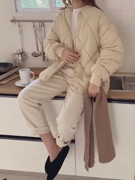 「fluffy.のアイテム（Outerwear、ベージュ系）」を使った、 fluffy.directorさん（レディース・155cm）の冬コーディネート