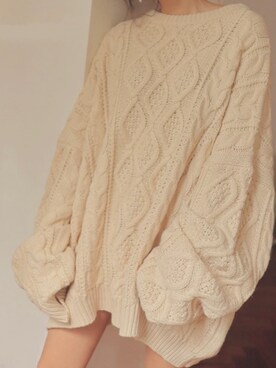 「fluffy.のアイテム（Knitwear、ベージュ系）」を使った、 fluffy.directorさん（レディース・155cm）の冬コーディネート