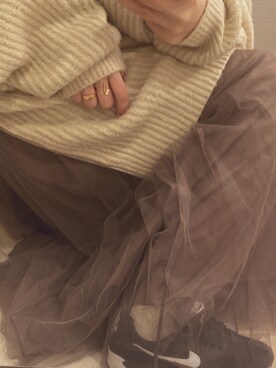「coca（coca）（コカ）のアイテム（Knitwear、ベージュ系）」を使った、 fluffy.directorさん（レディース・155cm）の冬コーディネート