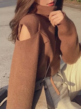 「fluffy.のアイテム（Knitwear、ブラウン系）」を使った、 fluffy.directorさん（レディース・155cm）の冬コーディネート