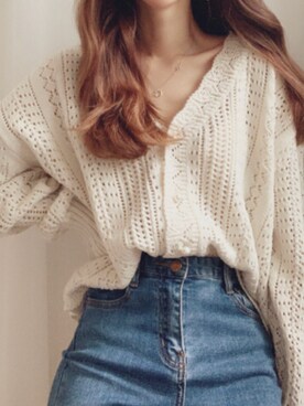 「fluffy.のアイテム（Cardigans、ホワイト系）」を使った、 fluffy.directorさん（レディース・155cm）の冬コーディネート