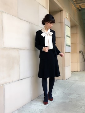 「ナラカミーチェ」｜「アイテム（ノーカラージャケット）」を使った、Rosettaさん（レディース・155cm）の春コーディネート