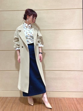 「NARACAMICIE（ナラカミーチェ）のアイテム（トレンチコート）」を使った、Rosettaさん（レディース・155cm）の冬コーディネート