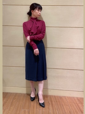「とろみブラウス」｜Rosettaさん（レディース・155cm）の秋コーディネート