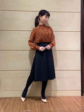 「とろみブラウス」｜Rosettaさん（レディース・155cm）の秋コーディネート