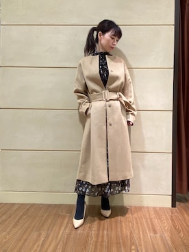 「NARACAMICIE（ナラカミーチェ）のアイテム（ノーカラーコート）」を使った、Rosettaさん（レディース・155cm）の秋コーディネート