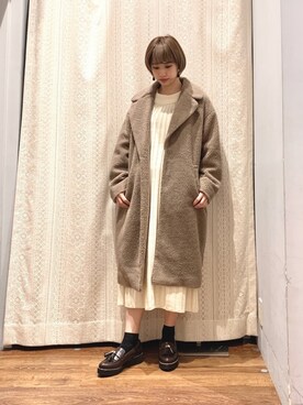 「アイテム（その他アウター、ブラウン系）」を使った、momoさん（レディース・155cm）の秋コーディネート