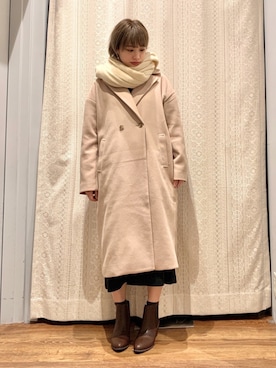 「earth music&ecology（アースミュージックアンドエコロジー）のアイテム（マフラー）」を使った、momoさん（レディース・155cm）の冬コーディネート