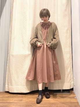 「アイテム（その他アウター、ブラウン系）」を使った、momoさん（レディース・155cm）の冬コーディネート