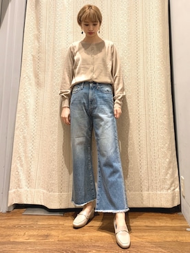 「フレアデニム」｜momoさん（レディース・155cm）の冬コーディネート