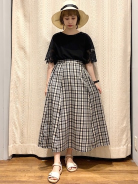 「オリエンタルトラフィック」｜「アイテム（帽子）」を使った、momoさん（レディース・155cm）の夏コーディネート