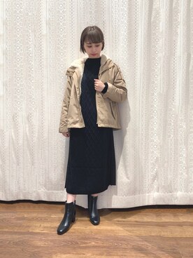 「ドッキングワンピ」｜「アイテム（マウンテンパーカー）」を使った、momoさん（レディース・155cm）の秋コーディネート