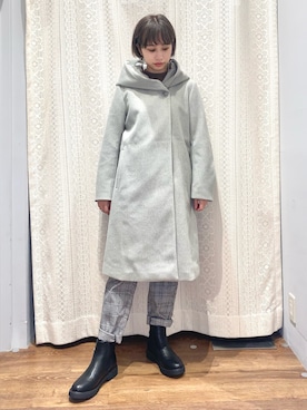 「フードコート」｜「アイテム（ブーツ）」を使った、momoさん（レディース・155cm）の冬コーディネート