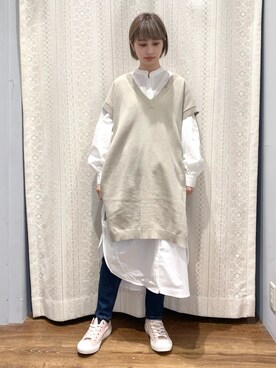 「春めきシューズ」｜「アイテム（ワンピース/ドレス）」を使った、momoさん（レディース・155cm）の春コーディネート