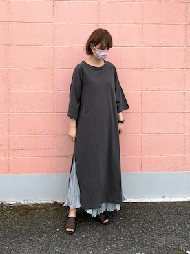 「ワッシャースカート」｜「アイテム（ワンピース/ドレス）」を使った、momoさん（レディース・155cm）の春コーディネート