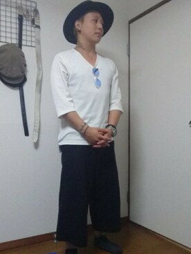 「semantic design（セマンティックデザイン）のアイテム（帽子）」を使った、今園心咲さん（メンズ・165cm）の夏コーディネート