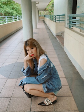 「chanel」｜「アイテム（デニムジャケット）」を使った、PrettyLeggiesさん（レディース・157cm）の夏コーディネート