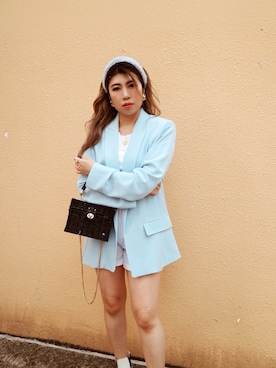 「blue」｜「アイテム（カーゴパンツ）」を使った、PrettyLeggiesさん（レディース・157cm）の春コーディネート
