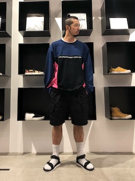 「Saturdays NYC（サタデーズ ニューヨークシティ ）のアイテム（スウェット）」を使った、furuさん（メンズ・181cm）の夏コーディネート
