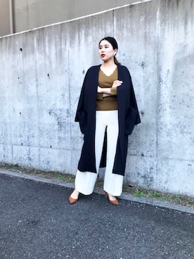 「配色」｜「アイテム（その他アウター）」を使った、asamiさん（レディース・163cm）の秋コーディネート