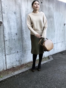 「GOUT COMMUN（グーコミューン）のアイテム（ショルダーバッグ）」を使った、asamiさん（レディース・163cm）の冬コーディネート