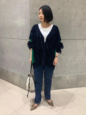 「NEBULONI E（ネブローニ）の【別注】＜NEBULONI E. （ネブローニ）＞RIKA SUE ミュール（パンプス、ブラウン系）」を使った、UEDA HONOさん（レディース・154cm）の冬コーディネート