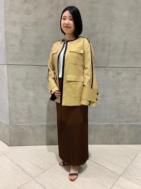 「ASTRAET（アストラット）の＜ASTRAET（アストラット）＞18G ニット プリーツスカート†（スカート、ブラウン系）」を使った、UEDA HONOさん（レディース・154cm）の冬コーディネート