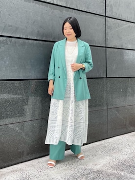 「NEBULONI E（ネブローニ）の＜NEBULONI E. （ネブローニ）＞NAP ストラップ サンダル（サンダル、ホワイト系）」を使った、UEDA HONOさん（レディース・154cm）の春コーディネート