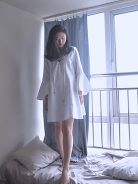 「SOMETHING（サムシング）のアイテム（ワンピース/ドレス）」を使った、小花江さん（レディース・163cm）の夏コーディネート