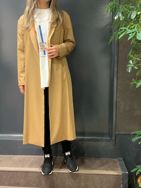 「グラフィックＴ」｜「アイテム（ステンカラーコート）」を使った、ayakaさん（レディース・160cm）の秋コーディネート