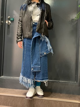 「カッコイイ女子」｜「アイテム（ライダースジャケット）」を使った、ayakaさん（レディース・160cm）の冬コーディネート