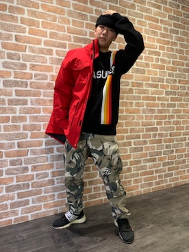 「WHITELAND（ホワイトランド）のアイテム（ミリタリージャケット）」を使った、takuya satoさん（メンズ・181cm）の冬コーディネート