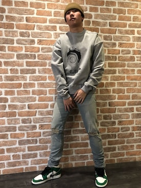 「WHITELAND（ホワイトランド）のアイテム（スウェット）」を使った、takuya satoさん（メンズ・181cm）の冬コーディネート