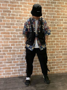 「L.H.P（エルエイチピー）のアイテム（帽子）」を使った、takuya satoさん（メンズ・182cm）の春コーディネート