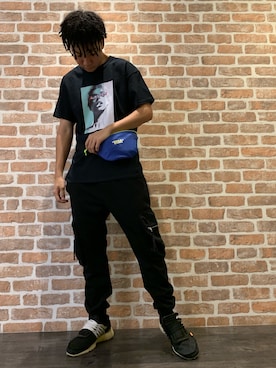 「WHITELAND（ホワイトランド）のアイテム（ボディバッグ/ウエストポーチ）」を使った、takuya satoさん（メンズ・182cm）の夏コーディネート