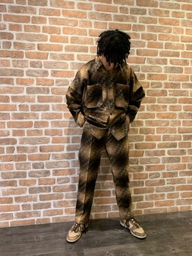 「DANKE SCHON（ダンケシェーン）のDankeSchon/ダンケシェーン/モザイクパンツ（その他パンツ）」を使った、takuya satoさん（メンズ・182cm）の秋コーディネート
