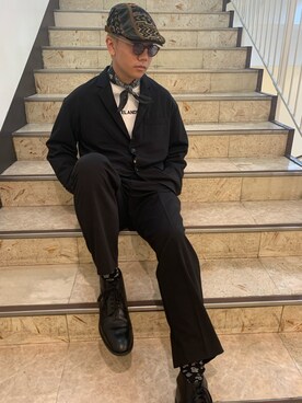 「FLAGSTUFF（フラグスタフ）のアイテム（ジャケット/アウター）」を使った、takuya satoさん（メンズ・182cm）の春コーディネート