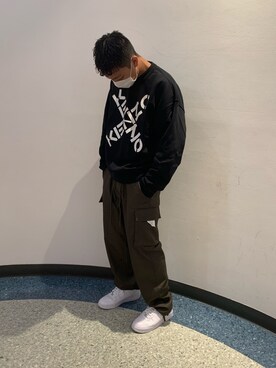 「KENZO」｜「アイテム（カーゴパンツ）」を使った、takuya satoさん（メンズ・182cm）の秋コーディネート
