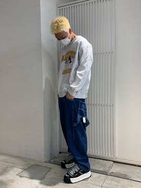 「BlackEyePatch（ブラックアイパッチ）のアイテム（スウェット）」を使った、takuya satoさん（メンズ・182cm）の秋コーディネート