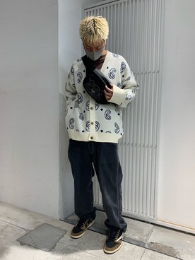 「KENZO（ケンゾー）のアイテム（ショルダーバッグ）」を使った、takuya satoさん（メンズ・182cm）の冬コーディネート