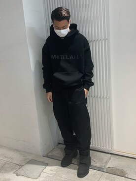 「WHITELAND（ホワイトランド）のWHITELAND/ホワイトランド/プリントパーカー（パーカー）」を使った、takuya satoさん（メンズ・182cm）の冬コーディネート