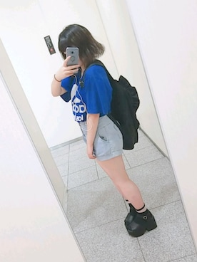 「SPINNS（スピンズ）のアイテム（バックパック/リュック）」を使った、かえぴ△▼さん（レディース・150cm）の夏コーディネート