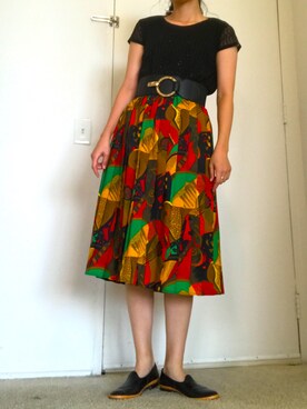 「VINTAGE（ヴィンテージ）のアイテム（スカート、その他）」を使った、Hitomi さん（レディース）の夏コーディネート