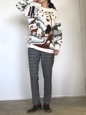 「SAYA（サヤ）のアイテム（スリッポン）」を使った、Hitomi さん（レディース・165cm）の冬コーディネート