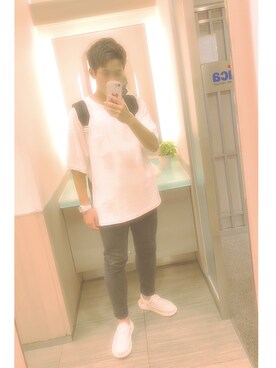 「WEGO（ウィゴー）のアイテム（Tシャツ/カットソー、ホワイト系）」を使った、K-Sさん（メンズ・170cm）の夏コーディネート